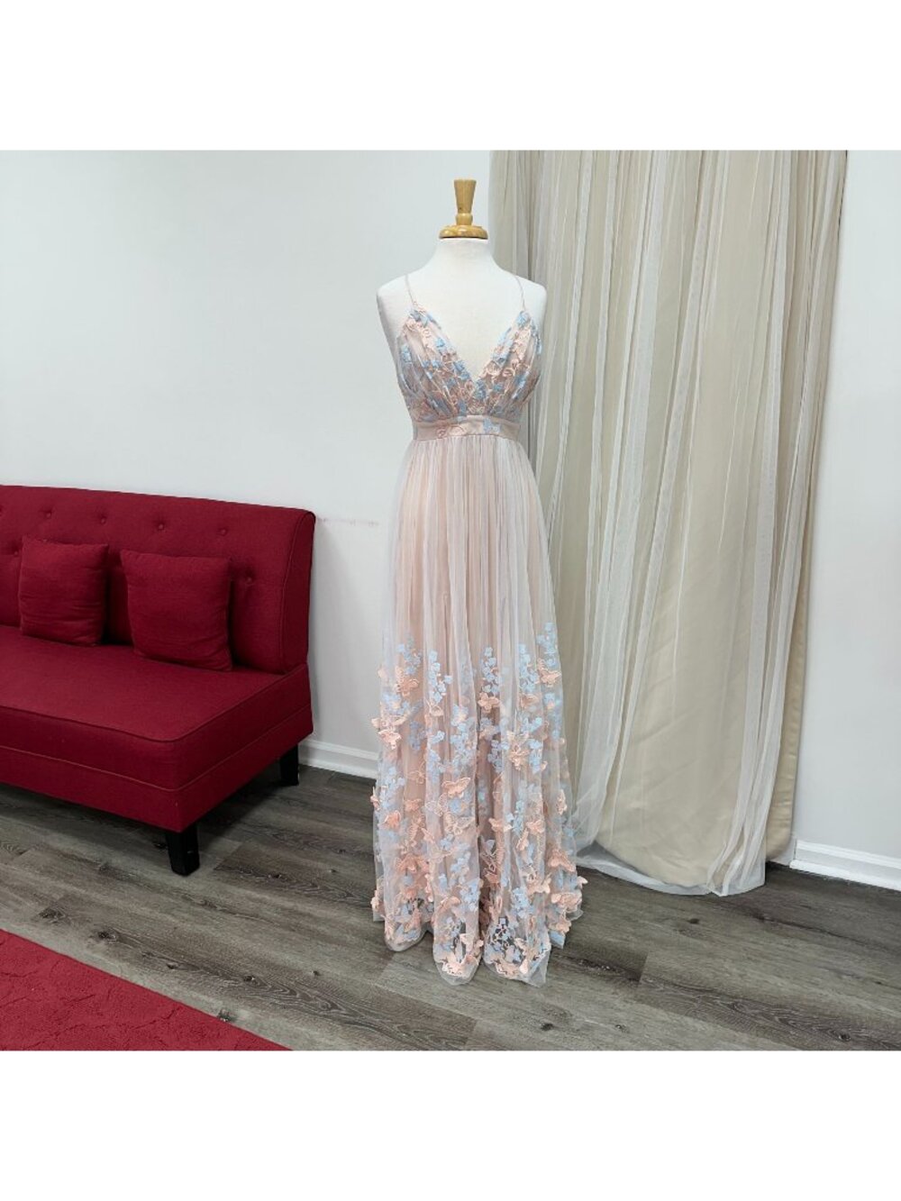Madium Cream Tulle Butterfly Sundress Baby Shower Gender Reveal Dress